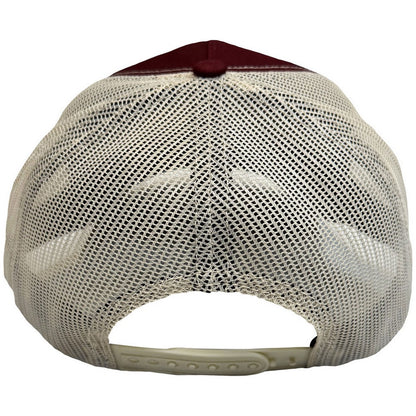 Maroon Red-Natural - Back - The Beatles Unisex Adult Drop T Logo & Apple Mesh Back Trucker Cap