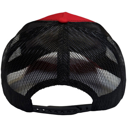 Red-Black - Back - The Beatles Unisex Adult Drop T Logo & Apple Mesh Back Trucker Cap