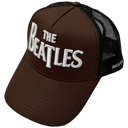 Brown-Black - Front - The Beatles Unisex Adult Drop T Logo & Apple Mesh Back Trucker Cap