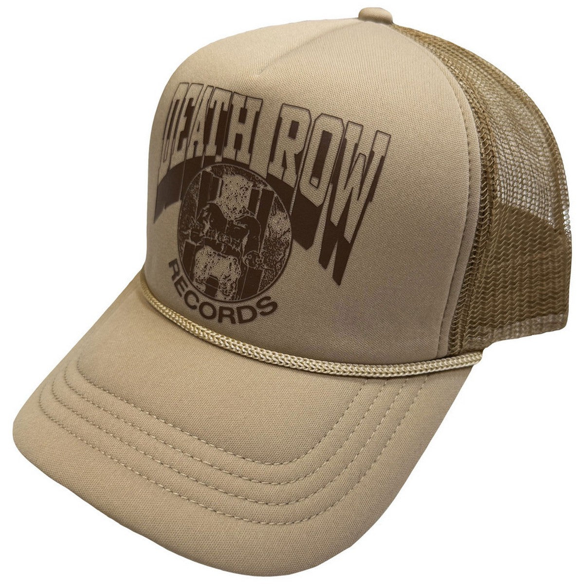 Sand - Front - Death Row Records Unisex Adult Execution Circle Logo Mesh Back Trucker Cap