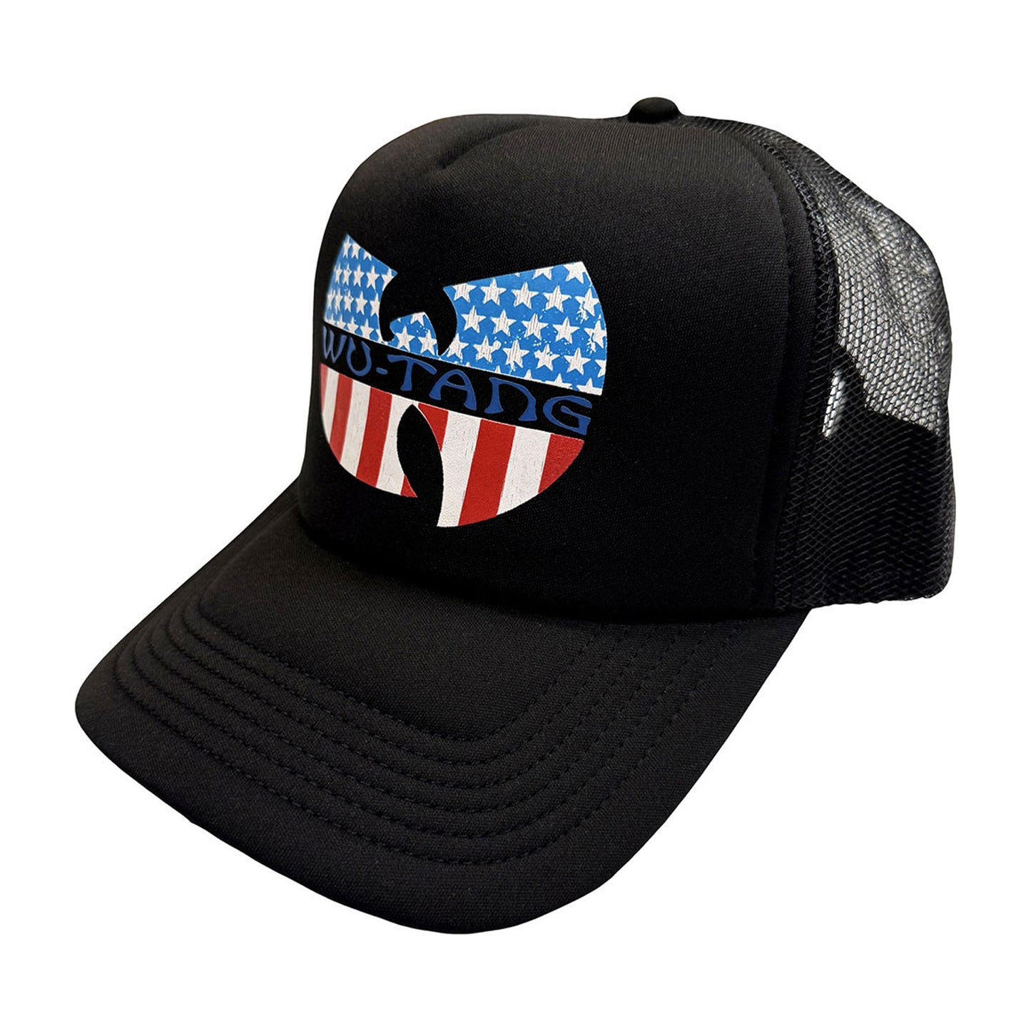 Black - Front - Wu-Tang Clan Unisex Adult Star-Spangled Logo Trucker Cap