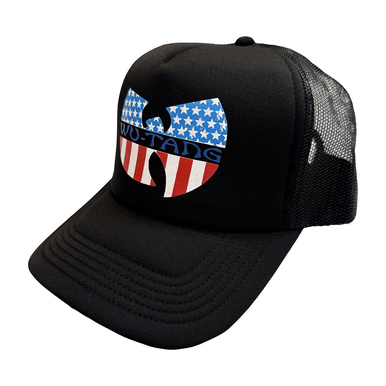 Black - Front - Wu-Tang Clan Unisex Adult Star-Spangled Logo Trucker Cap