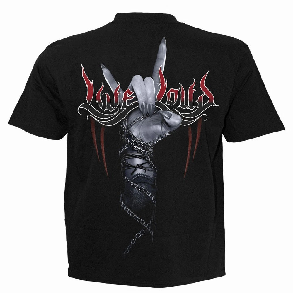 Black - Back - Spiral Direct Unisex Adult Live Loud Back Print T-Shirt