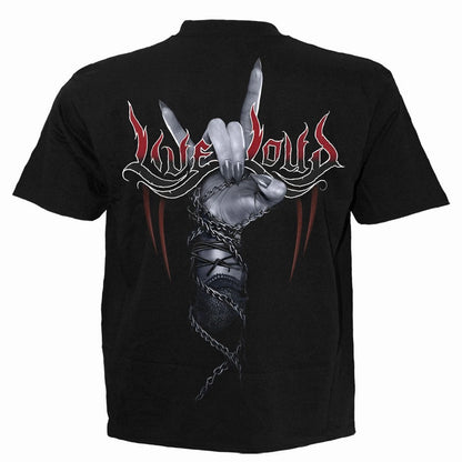 Black - Back - Spiral Direct Unisex Adult Live Loud Back Print T-Shirt