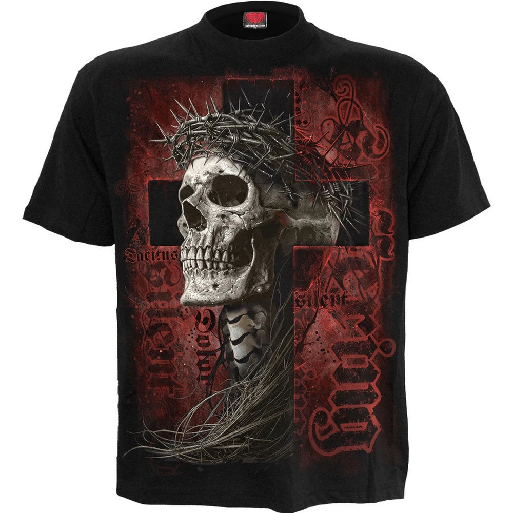 Black - Front - Spiral Direct Unisex Adult Silent Suffering Back Print T-Shirt