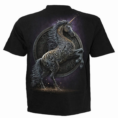 Black - Back - Spiral Direct Unisex Adult Celtic Unicorn Back Print T-Shirt