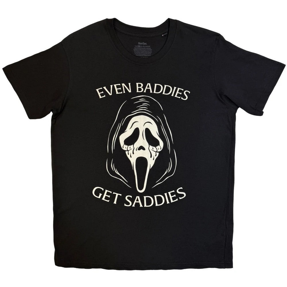 Black - Front - Ghost Face Unisex Adult Even Baddies Get Saddies T-Shirt