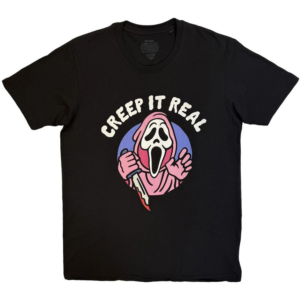 Black - Front - Ghost Face Unisex Adult Creep It Real T-Shirt