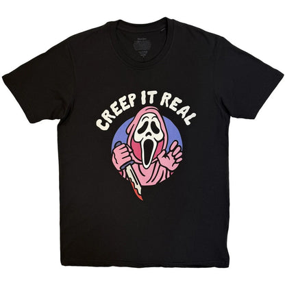 Black - Front - Ghost Face Unisex Adult Creep It Real T-Shirt