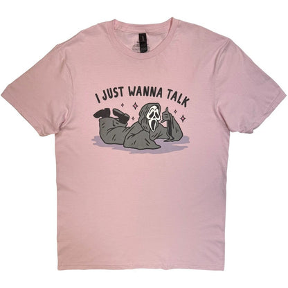 Pink - Front - Ghost Face Unisex Adult I Just Wanna Talk T-Shirt