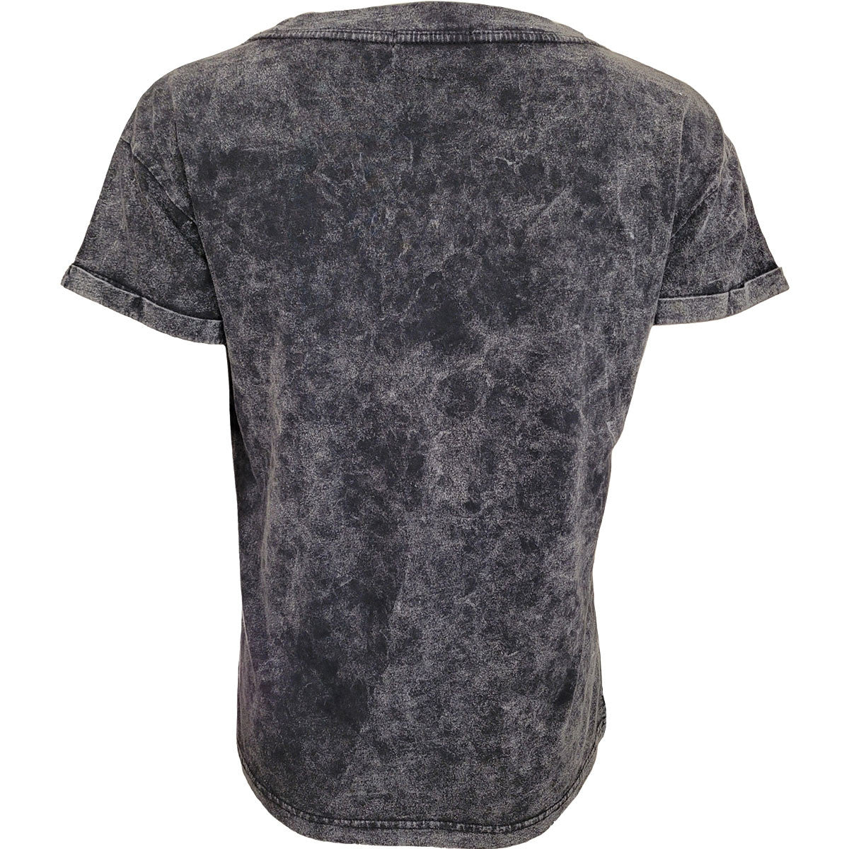 Black-Grey - Back - Spiral Direct Womens-Ladies Reflections Acid Wash Turn Up T-Shirt