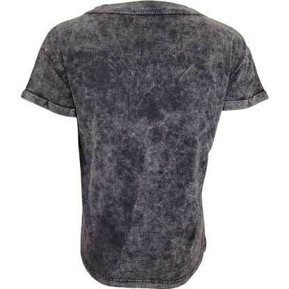 Black-Grey - Back - Spiral Direct Womens-Ladies Reflections Acid Wash Turn Up T-Shirt