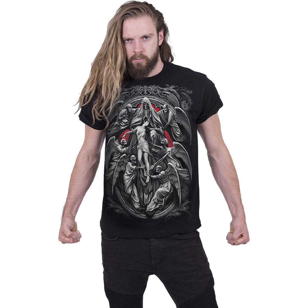 Black - Side - Spiral Direct Unisex Adult Reaper´s Door T-Shirt