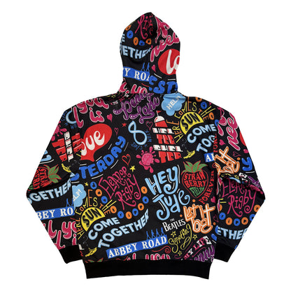 Black - Back - The Beatles Unisex Adult Song Titles Hoodie