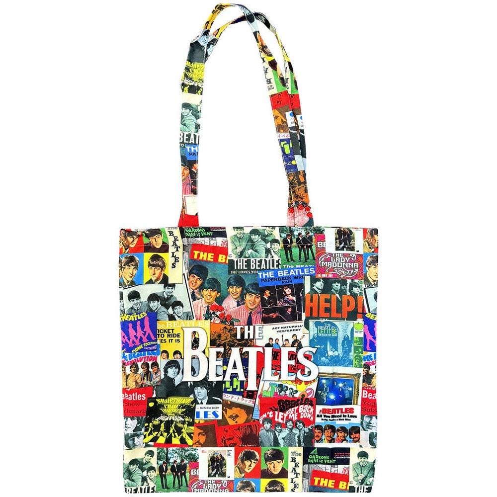 Black - Front - The Beatles Single Covers Cotton Tote Bag