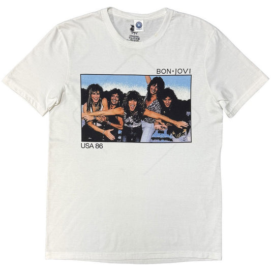 White - Front - Bon Jovi Unisex Adult USA 1986 T-Shirt