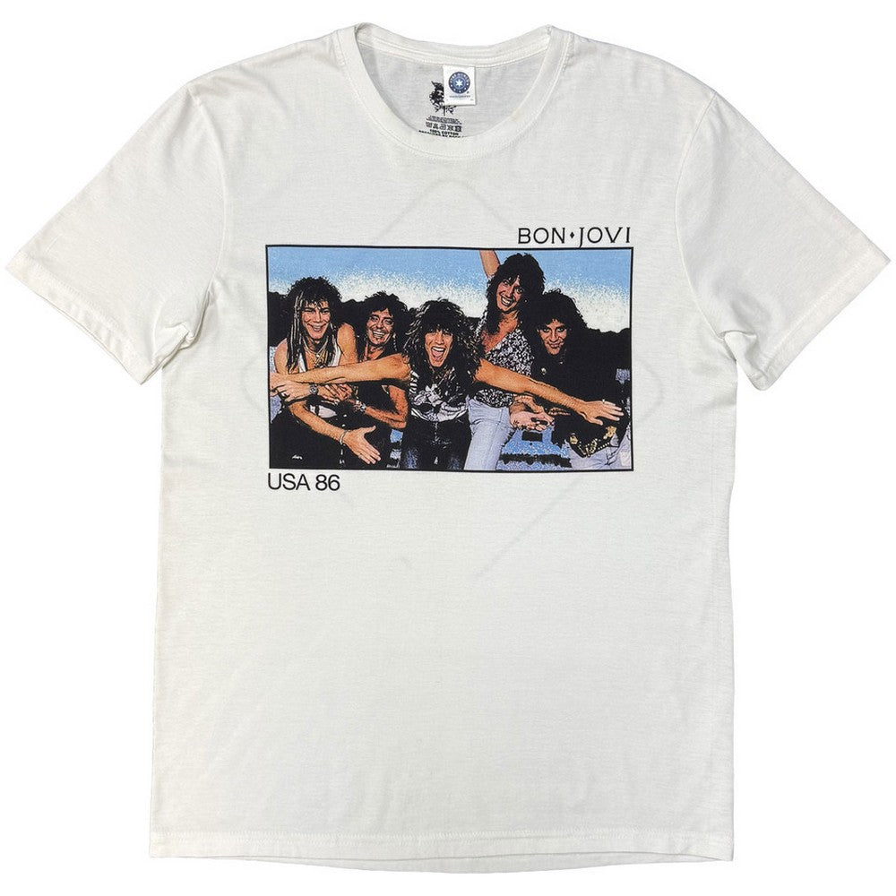White - Front - Bon Jovi Unisex Adult USA 1986 T-Shirt