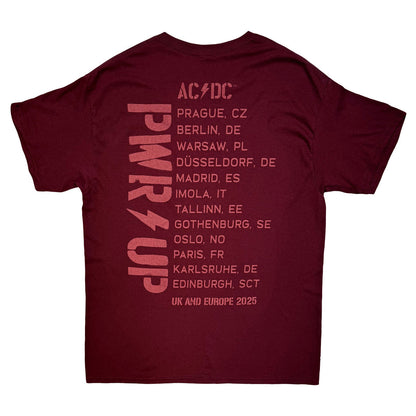 Maroon Red - Back - AC-DC Unisex Adult EU Tour ´25 Logo T-Shirt
