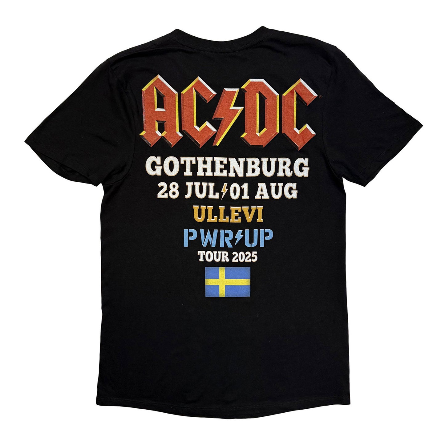 Black - Back - AC-DC Unisex Adult PWR´D-UP Sweden EU Tour ´25 Back Print T-Shirt