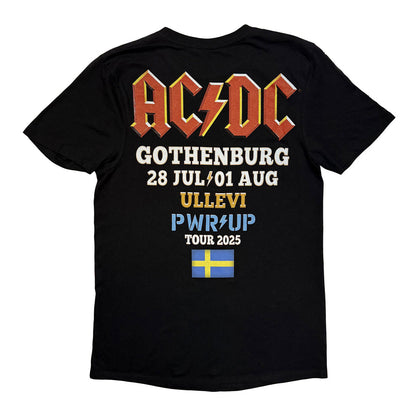 Black - Back - AC-DC Unisex Adult PWR´D-UP Sweden EU Tour ´25 Back Print T-Shirt