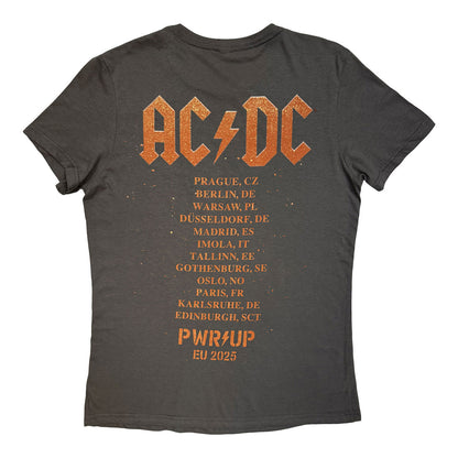 Charcoal Grey - Back - AC-DC Womens-Ladies Bell Lightning EU Tour ´25 Back Print T-Shirt