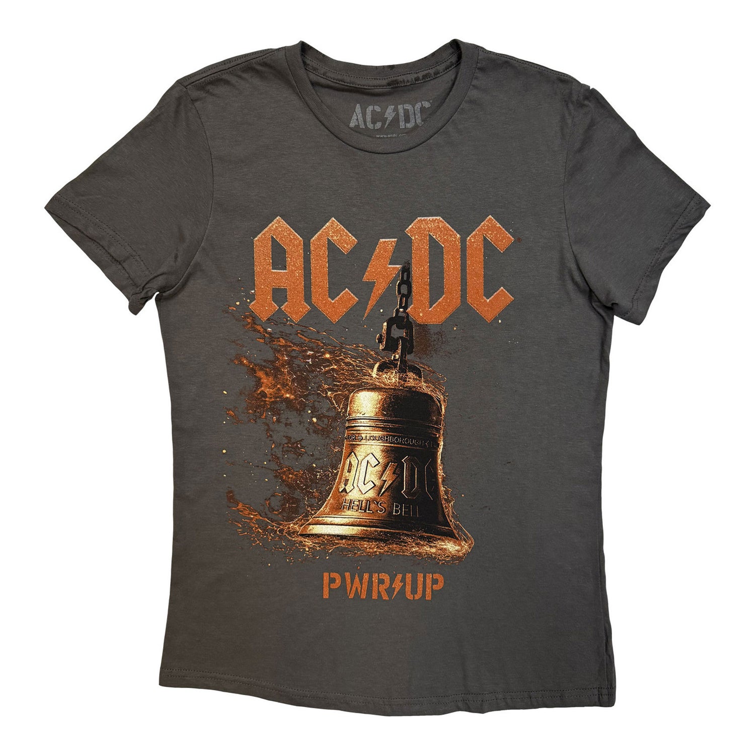 Charcoal Grey - Front - AC-DC Womens-Ladies Bell Lightning EU Tour ´25 Back Print T-Shirt