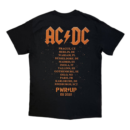 Black - Back - AC-DC Unisex Adult Bell Lightning EU Tour ´25 Back Print T-Shirt