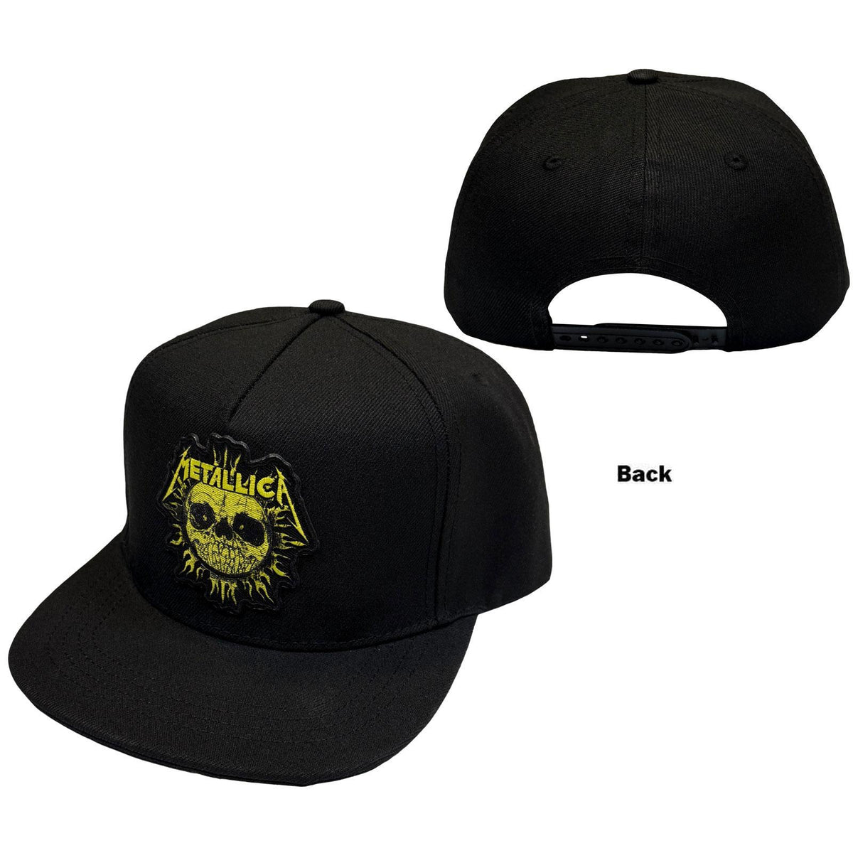Black - Front - Metallica Unisex Adult Sun Snapback Baseball Cap