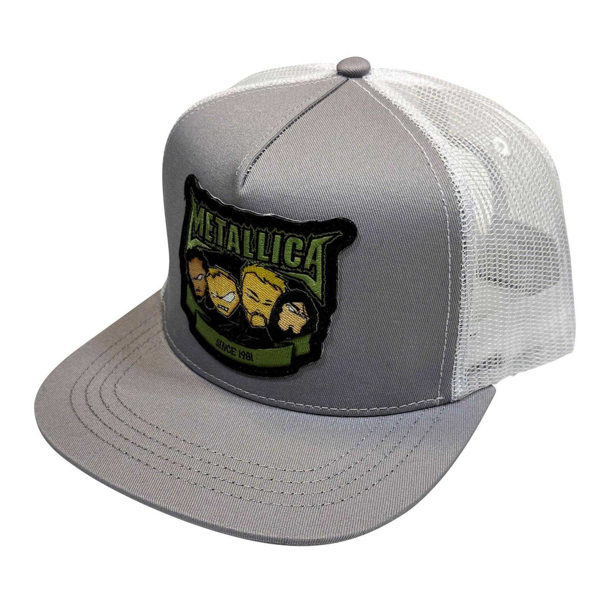 Grey-White - Front - Metallica Squindo Since 81 Mesh Snapback Baseball Cap