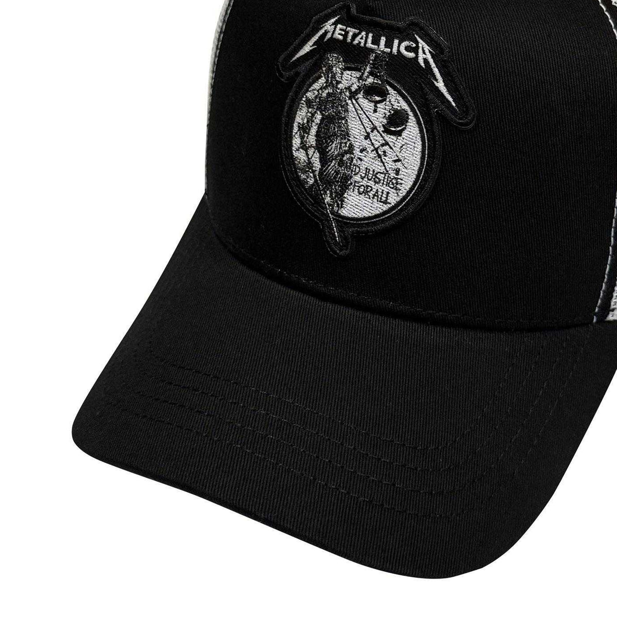 Black-White - Side - Metallica Justice Mono Mesh Baseball Cap