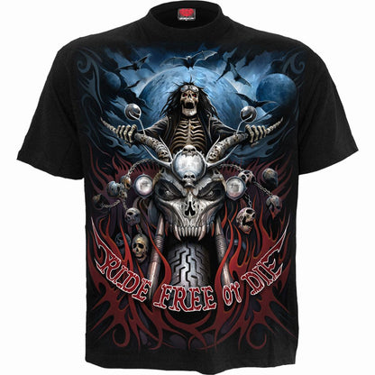 Black - Front - Spiral Direct Unisex Adult Ride Free Back Print T-Shirt