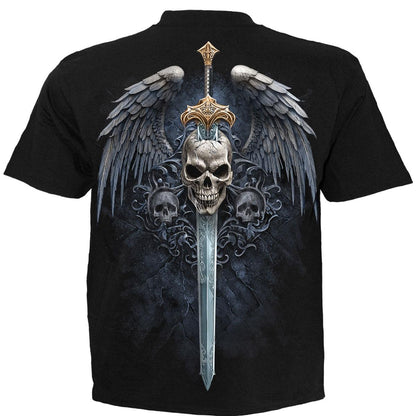 Black - Back - Spiral Direct Unisex Adult Angel Sword Back Print T-Shirt