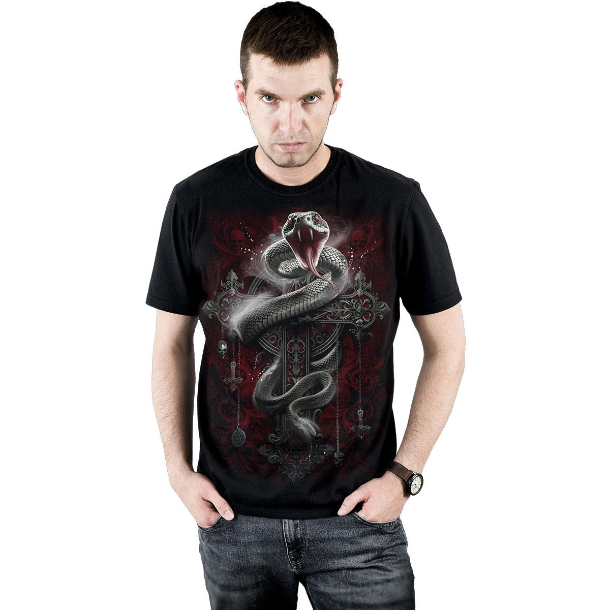 Black - Side - Spiral Direct Unisex Adult Gothic Serpent Back Print T-Shirt