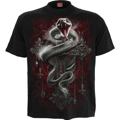 Black - Front - Spiral Direct Unisex Adult Gothic Serpent Back Print T-Shirt