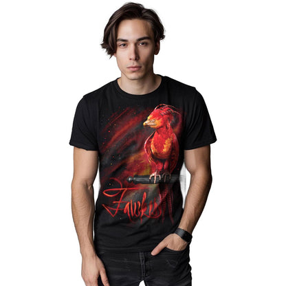 Black - Back - Spiral Direct Unisex Adult Fawkes Harry Potter T-Shirt