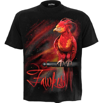 Black - Front - Spiral Direct Unisex Adult Fawkes Harry Potter T-Shirt