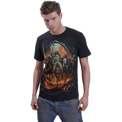 Black - Side - Spiral Direct Unisex Adult Revelation Back Print T-Shirt