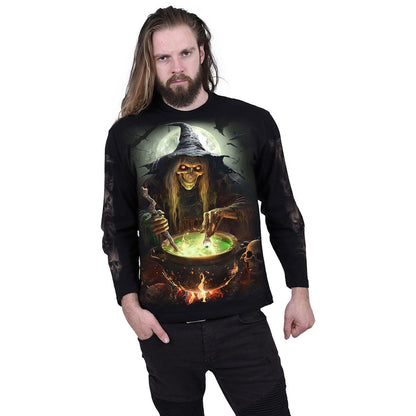 Black-Multicoloured - Side - Spiral Direct Unisex Adult Witch´s Brew Back & Sleeve Print Long-Sleeved T-Shirt