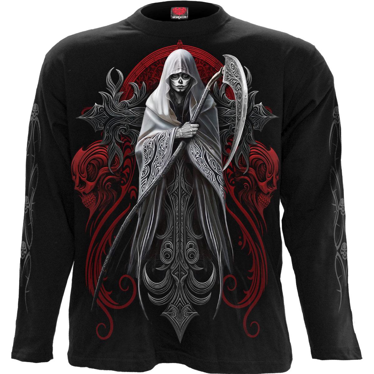 Black - Front - Spiral Direct Unisex Adult Reaperess Back & Sleeve Print Long-Sleeved T-Shirt