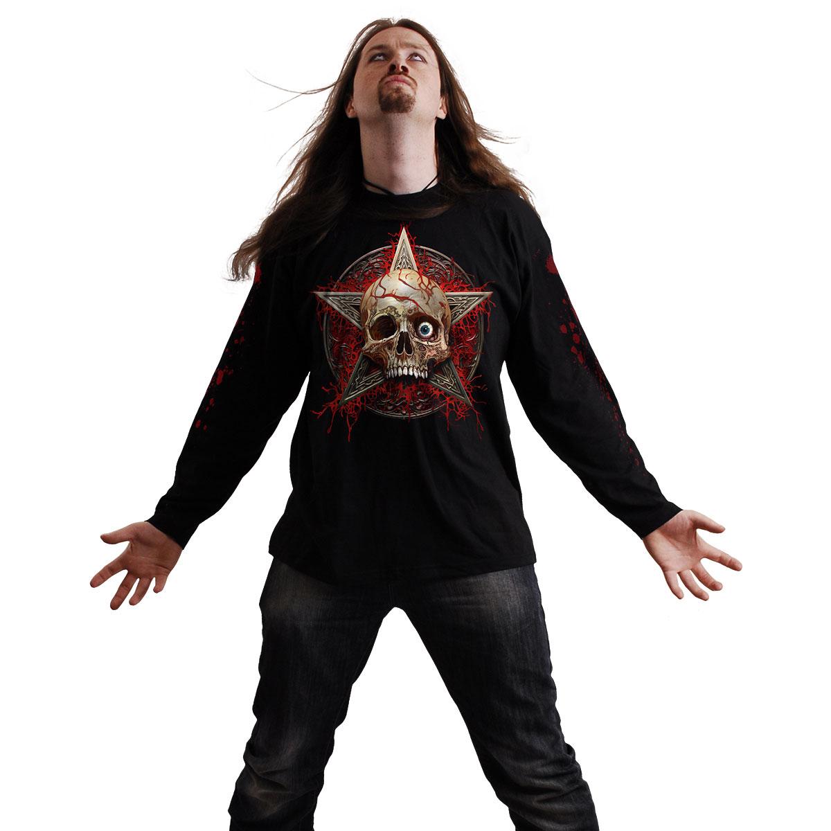 Black - Side - Spiral Direct Unisex Adult Creeping Curse Back & Sleeve Print Long-Sleeved T-Shirt