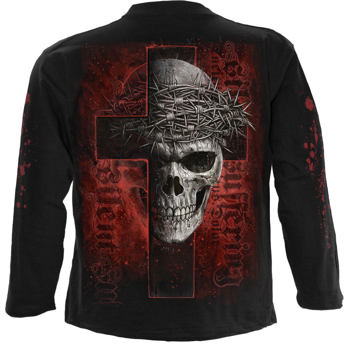 Black - Back - Spiral Direct Unisex Adult Silent Suffering Back & Sleeve Print Long-Sleeved T-Shirt