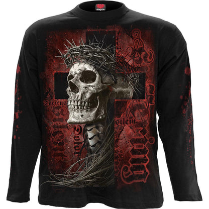Black - Front - Spiral Direct Unisex Adult Silent Suffering Back & Sleeve Print Long-Sleeved T-Shirt