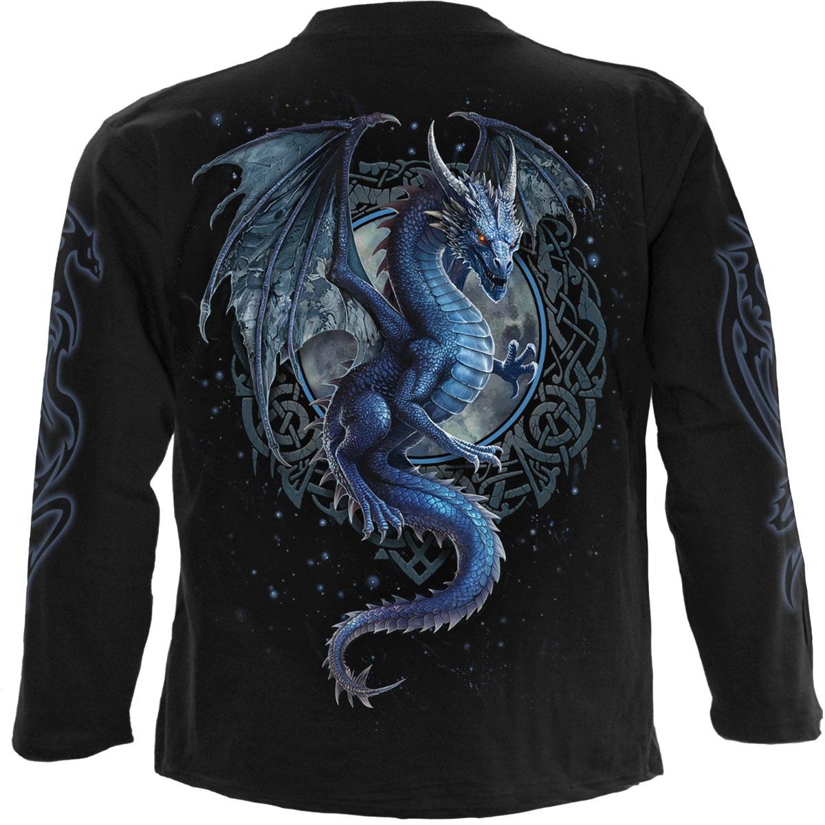 Black - Back - Spiral Direct Unisex Adult Storm Dragon Back & Sleeve Print Long-Sleeved T-Shirt