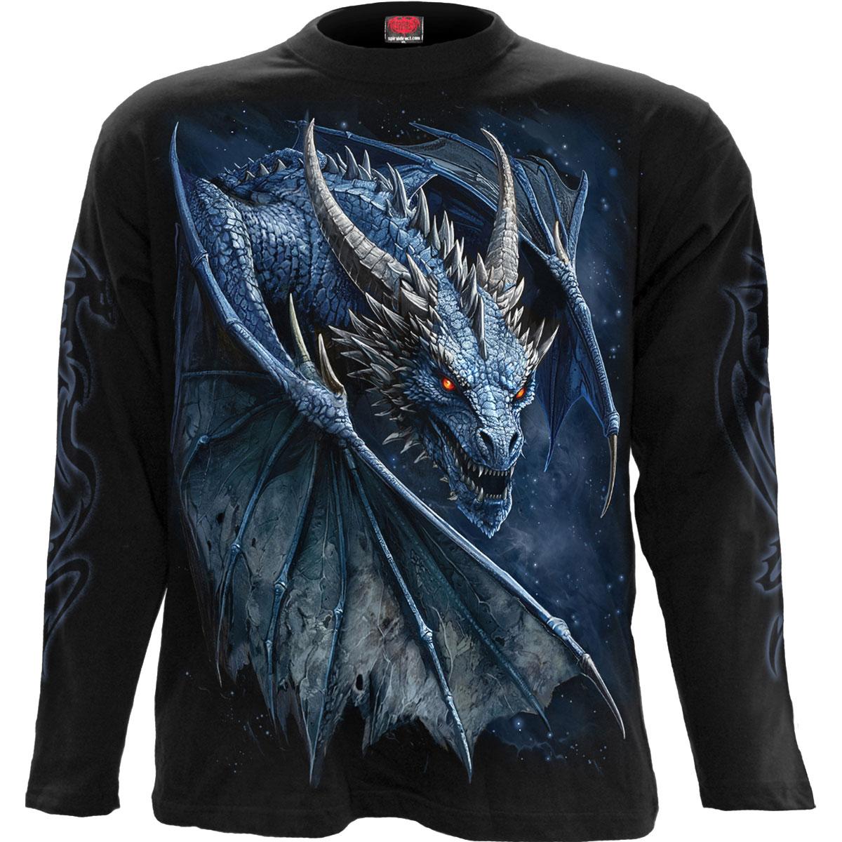 Black - Front - Spiral Direct Unisex Adult Storm Dragon Back & Sleeve Print Long-Sleeved T-Shirt