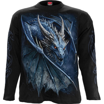 Black - Front - Spiral Direct Unisex Adult Storm Dragon Back & Sleeve Print Long-Sleeved T-Shirt
