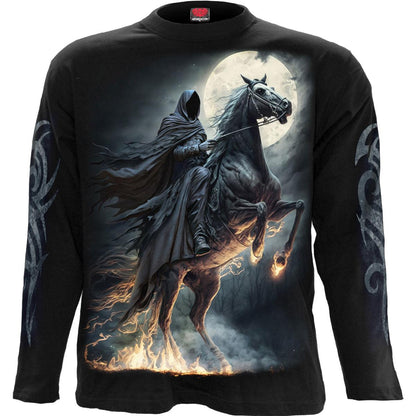 Black - Front - Spiral Direct Unisex Adult Shadow Rider Back & Sleeve Print T-Shirt