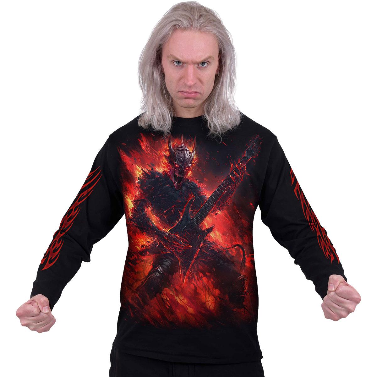 Black - Side - Spiral Direct Unisex Adult Riff Burner Long-Sleeved T-Shirt