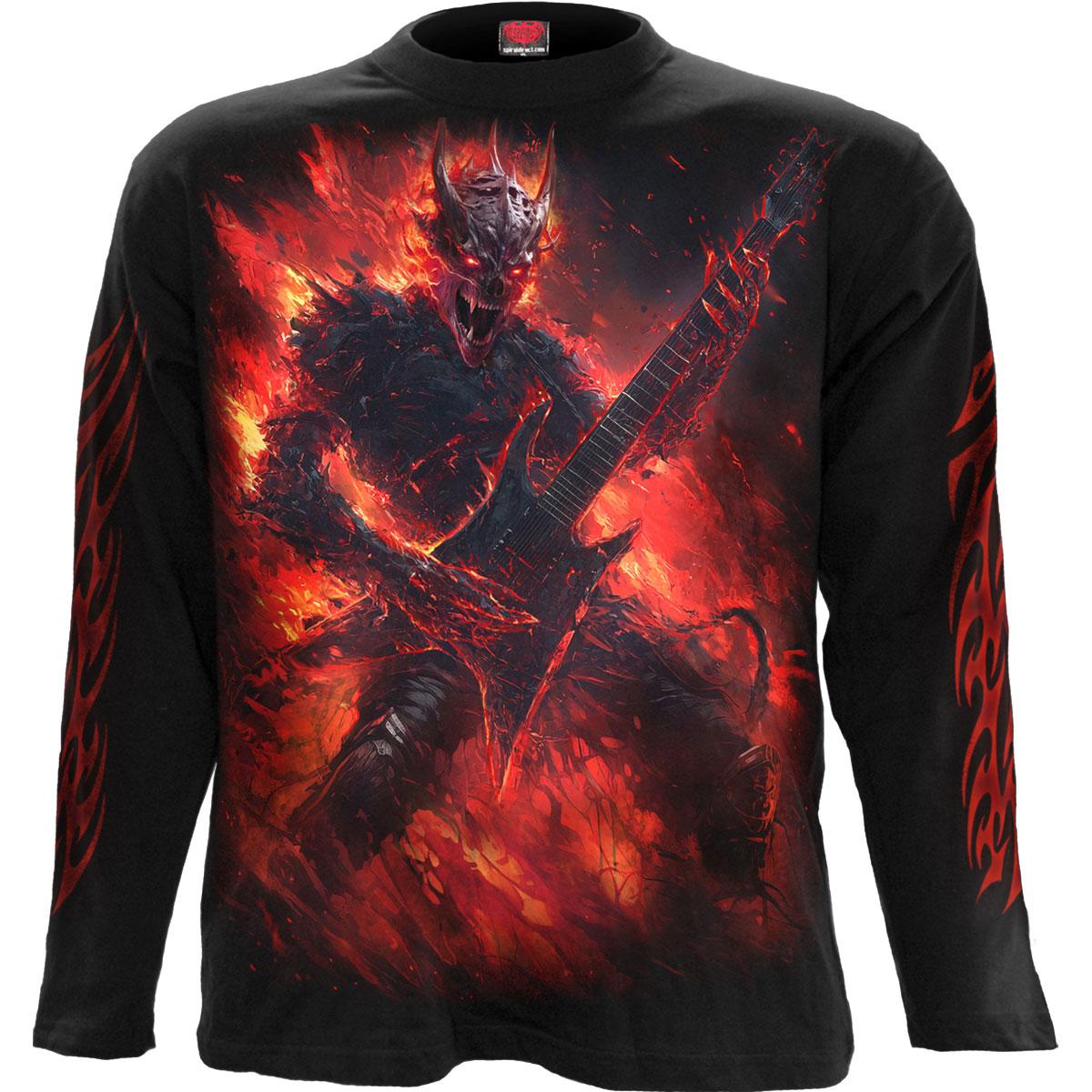 Black - Front - Spiral Direct Unisex Adult Riff Burner Long-Sleeved T-Shirt