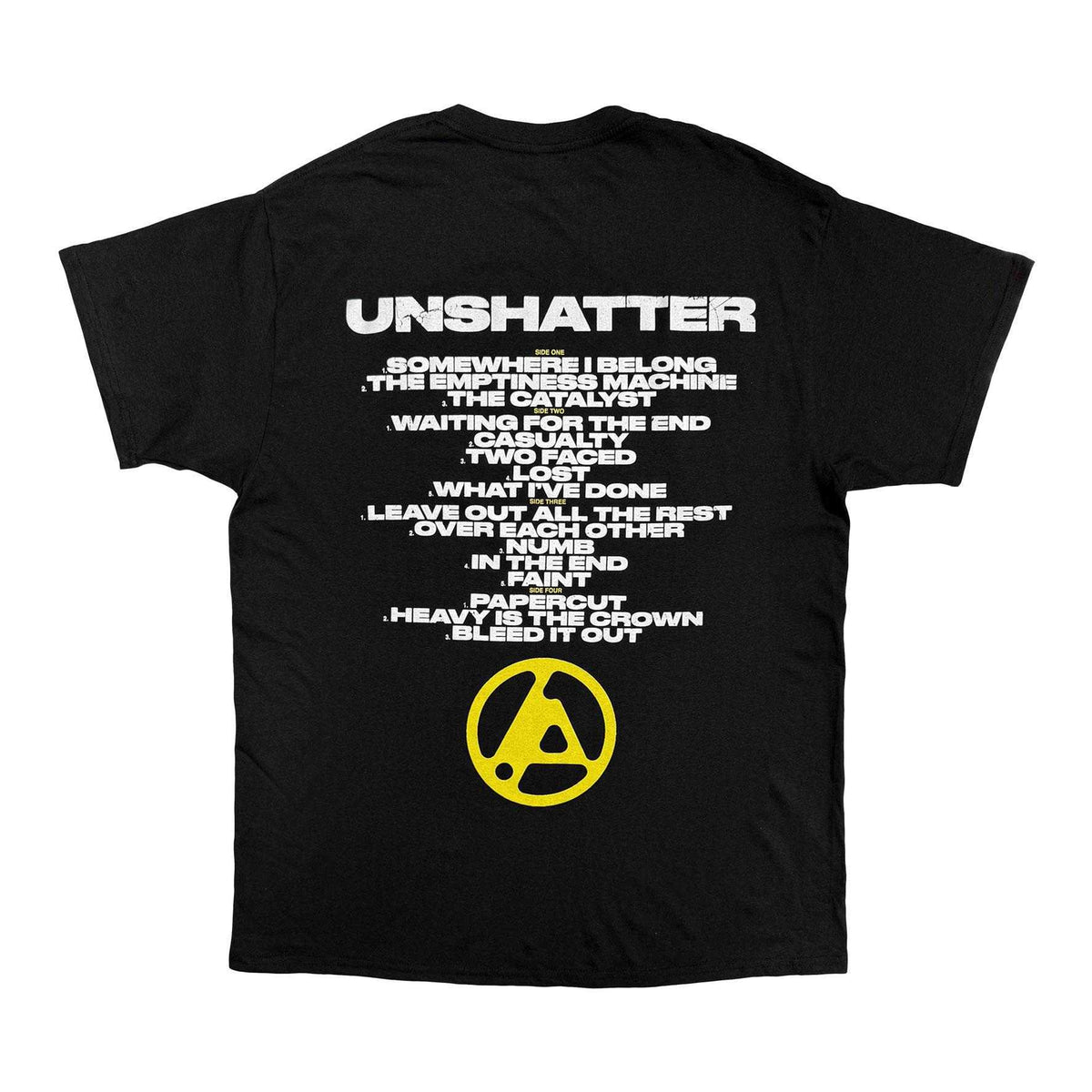 Black - Back - Linkin Park Unisex Adult Unshatter Track List T-Shirt