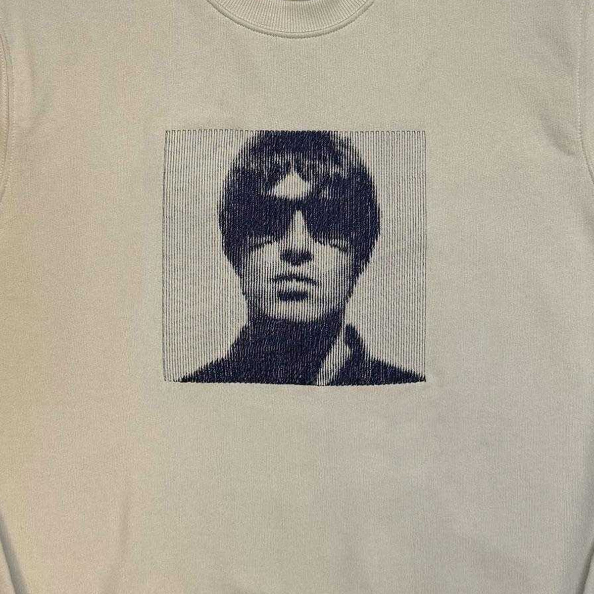 Cream - Side - Oasis Unisex Adult Liam Portrait Embroidered Sweatshirt